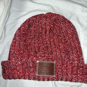 Love Your Melon Red and White Knit Hat 100% cotton made in the USA